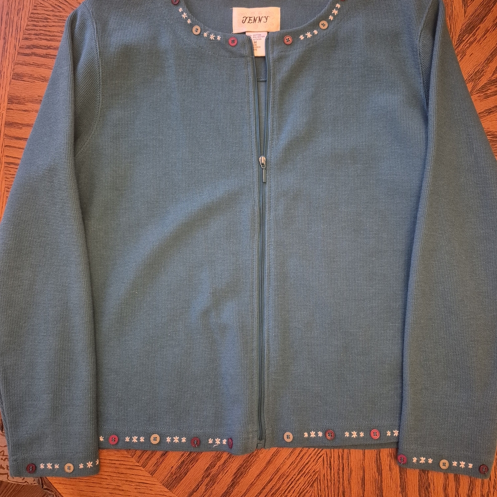 Vintage America Teal Embellished Blazer
